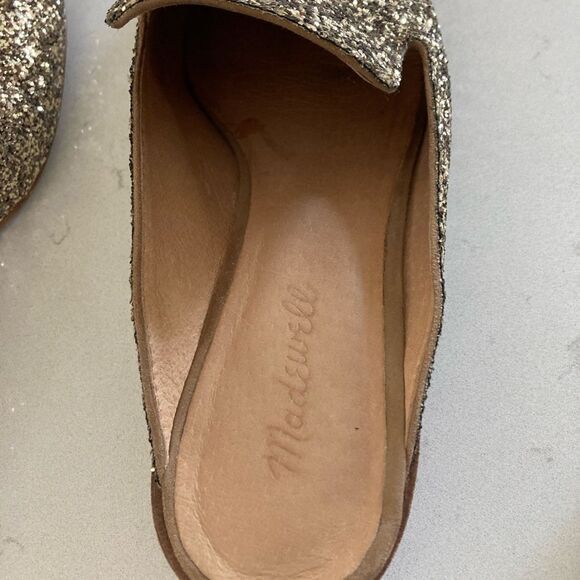 Madewell The Willa Loafer Mules Gold Shiny Glittering Slip-Ons Size 9 - Picture 3 of 8